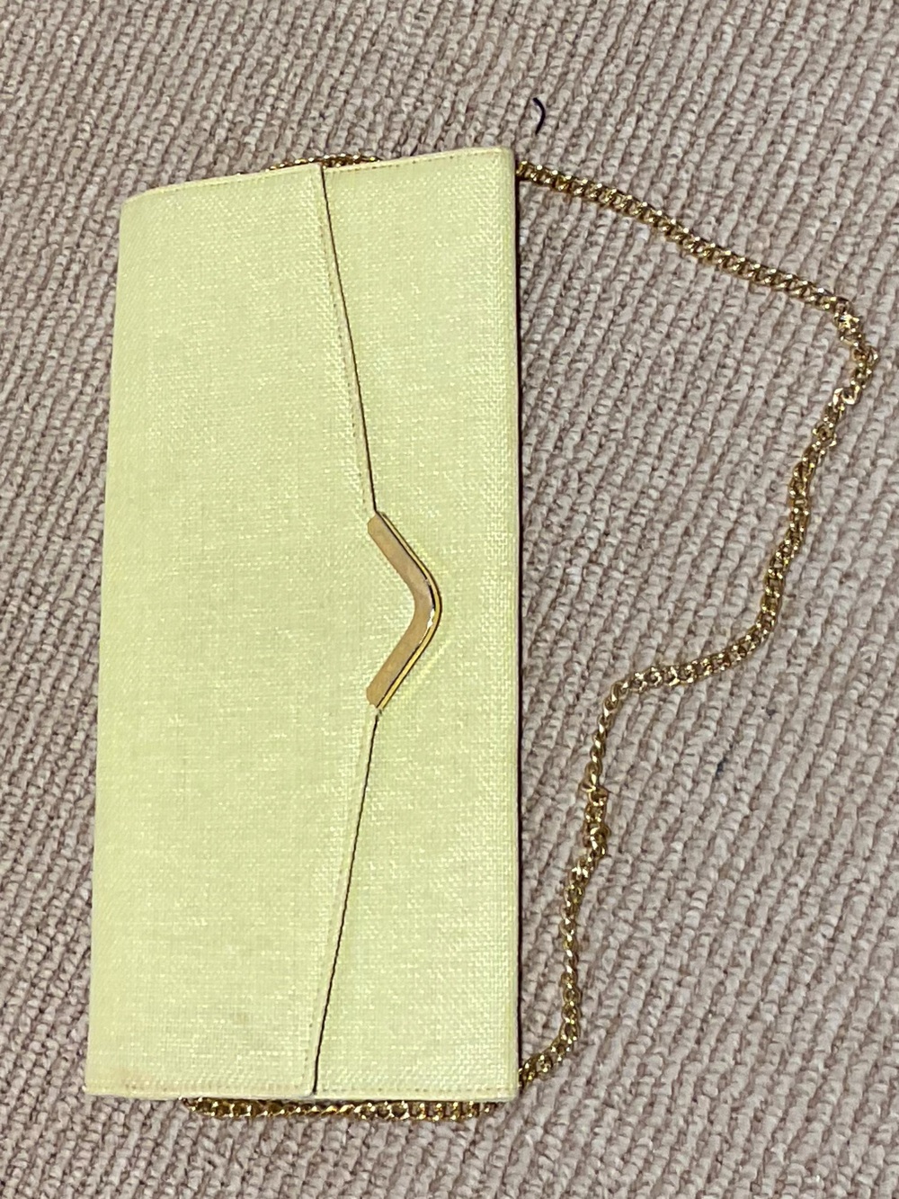 G. Castellari Clutch Butter Yellow Gold Accents vintage made in Italy